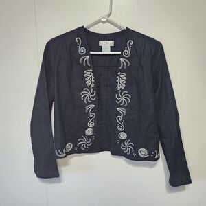 Vintage Segrets Sun Prints Jacket 1992 Black Embroidered Boho Art M